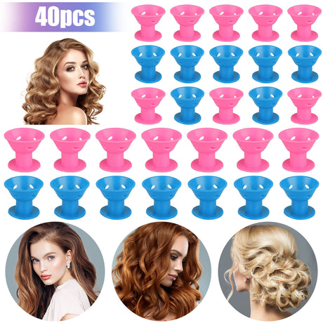 40pcs Magic Silicone Hair Rollers Heatless Curling Rod